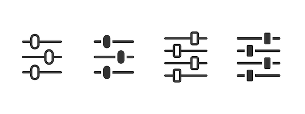 Settings sliders icon Horizontal control bars for sound equalizer and customization vector illustration Interface adjustment and configuration symbol System management and optimization sign
