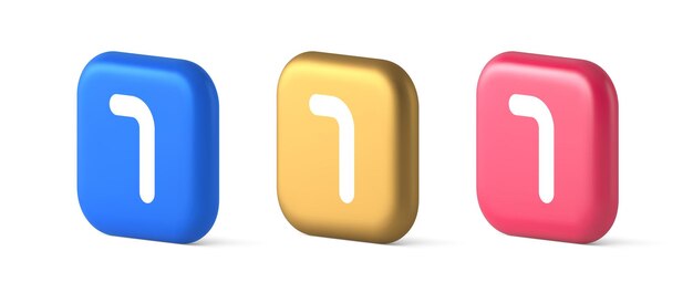 Seven number button accounting financial service web application panel 3d realistic icons