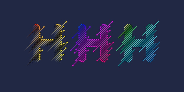 Several variants of one letter H of the Latin alphabet Display character in a bright contemporary style Dynamic sign in bright color and consisting of lines Vector illustration