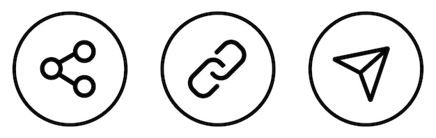 Share button collection Chain link and share link vector icon set isolated Share button icon set