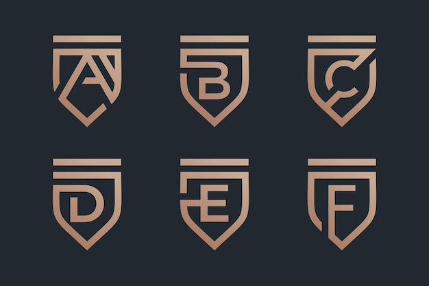 Shield design bundle element vector idea with creative modern letter style