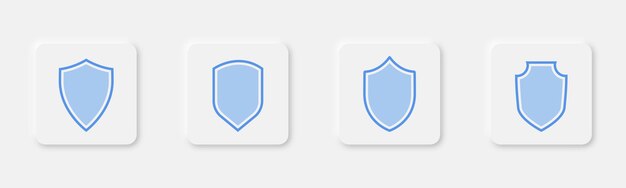 Shield icon in flat Blue shield badge Shield emblem set Security badge in flat Safety emblem icon set
