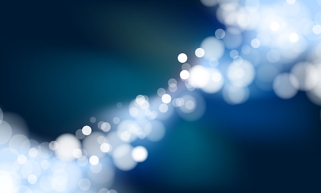 Shining wave bokeh on the dark blue background