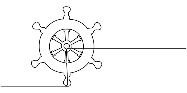 ship rudder continuous one line drawing vector illustration Ship Steering Wheel Line Icon