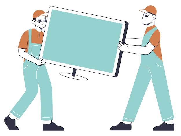 shipment service courier cargo delivery service workers flat vector illustration on white background