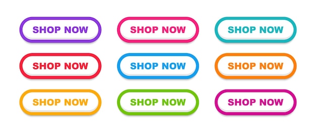 Shop now buttons Set of shopping buttons