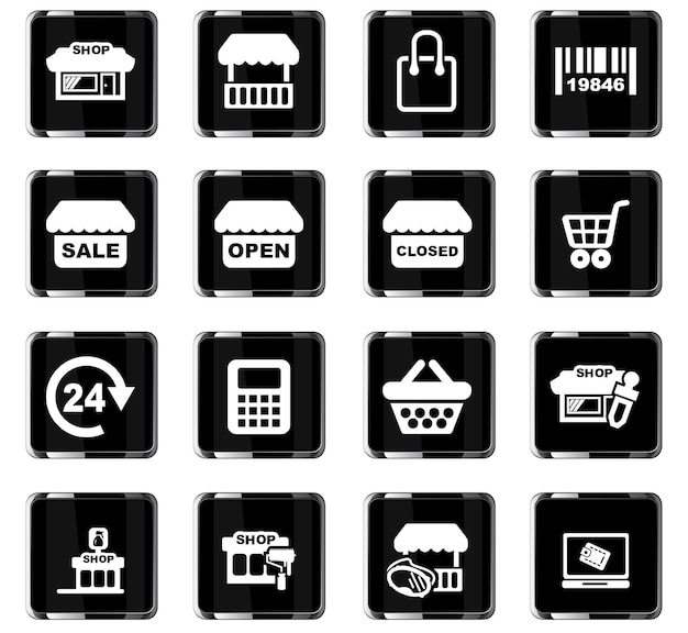 shop vector icons for user interface design