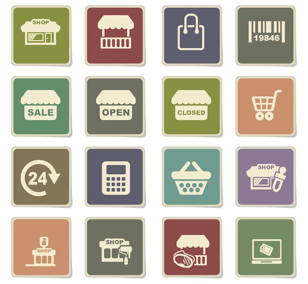 shop vector icons on cardboard labels