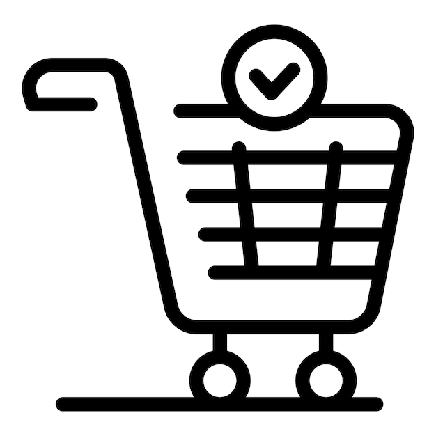 Shopping cart icon showing successful online order confirmation