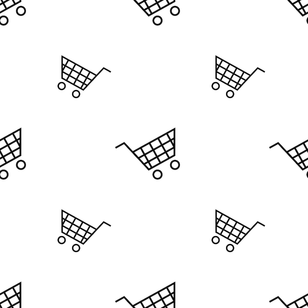 Shopping cart seamless pattern vector