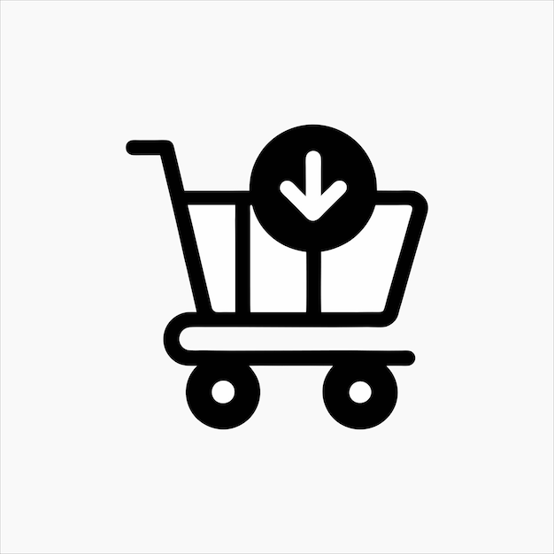 Shopping Cart with Download Arrow Icon Vector for Online Stores