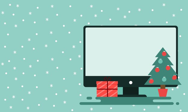 shopping online on smartphone or mobile application concept idea marketing and digital marketing horizontal view with three snow and gift