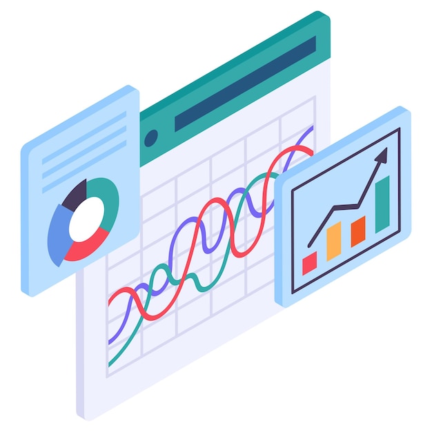 shortterm financial instruments isometric Concept Historical Data vector Business Finance Treasury