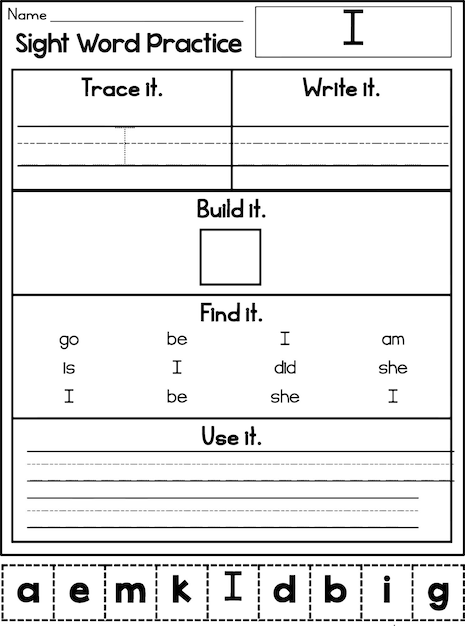 Sight Word Practice trace it Write it Build it Find it Use it