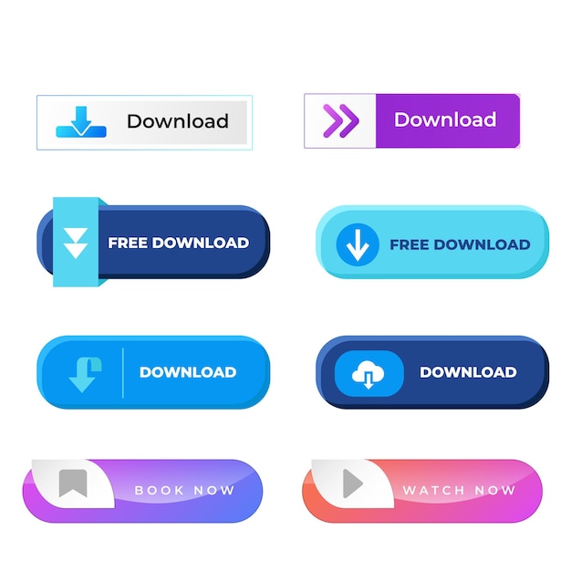 sign up and sign in button set flat design on white background