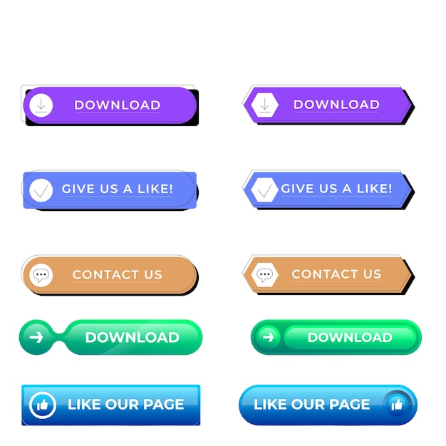 sign up and sign in button set flat design on white background