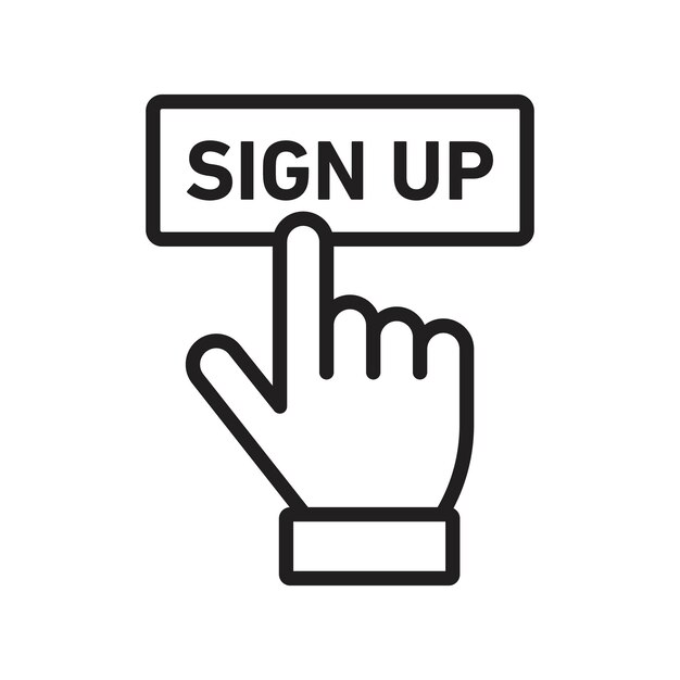 Sign up icon Flat art in black and white isolated