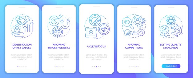 signs of good brand gradient onboarding mobile app page screen