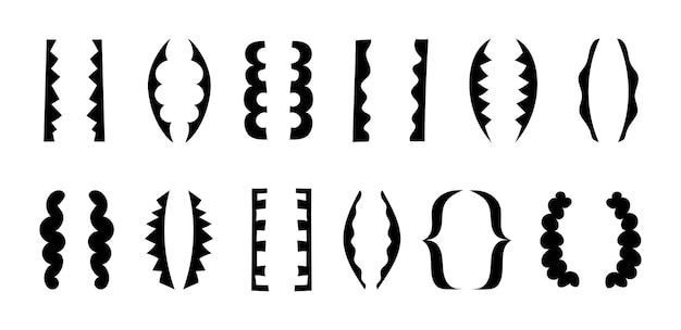 Silhouette of decorative brackets A set of various handdrawn text frames