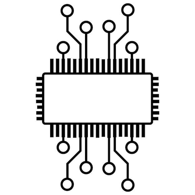 Silhouette of simple isometric schematic chip or component for microcircuits isolated on white background Technical clipart Vector