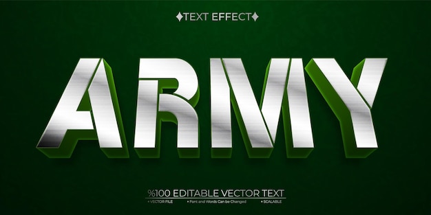 Silver and Green Army Editable Vector 3D Text Effect