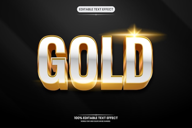 silver gold editable text effect on back background
