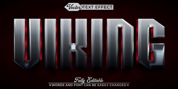 silver viking vector editable text effect template