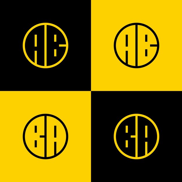 Simple AB and BA Letter Circle Logo Set suitable for business with BA or AB initial