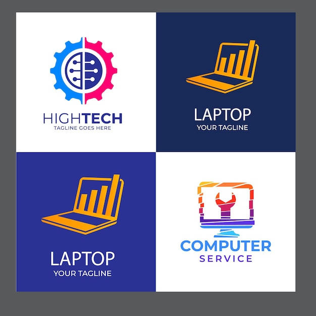 Simple and modern logo for technology company computer store or communication company