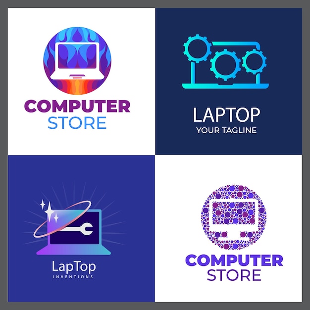 Simple and modern logo for technology company computer store or communication company