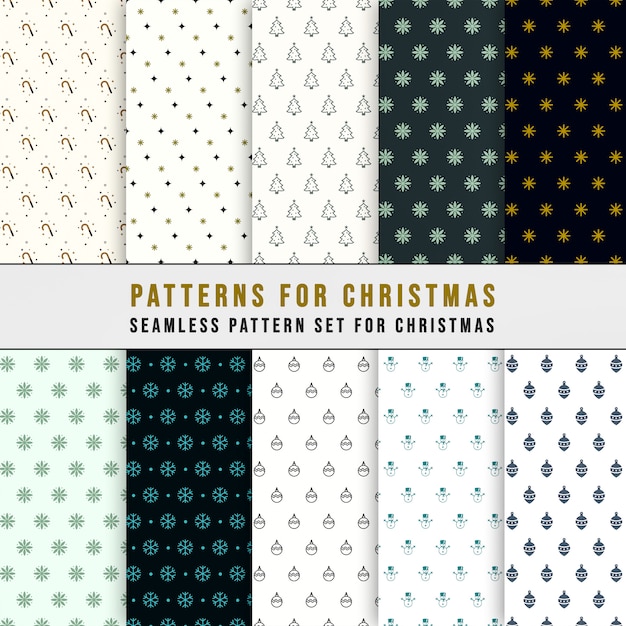 Simple classic Xmas seamless pattern set