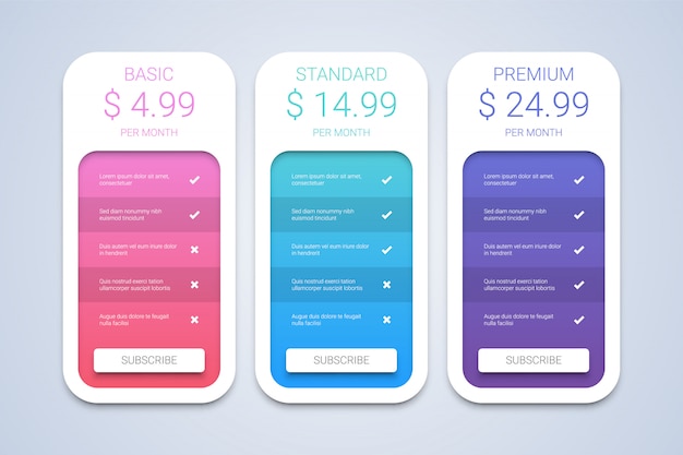 Simple Colorful Pricing PlansTemplate