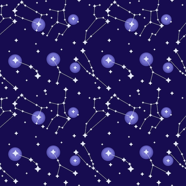 simple colorful seamless vector pattern of a zodiac sign constellation