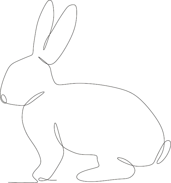 simple continuous line cute rabbit illustration