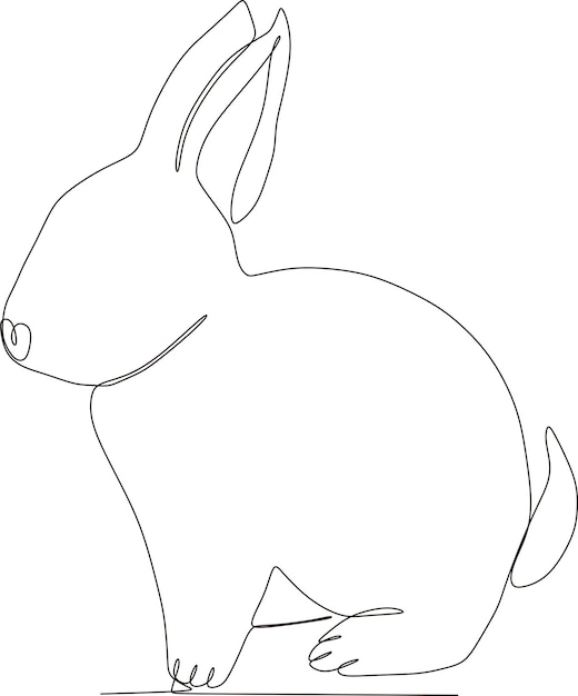 simple continuous line cute rabbit illustration