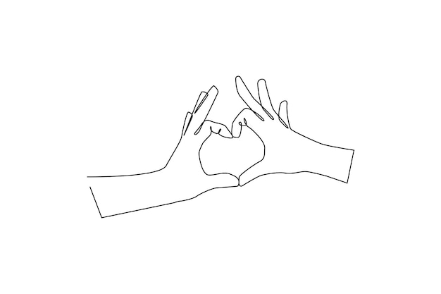 Simple continuous line drawing of love or heart shape from two hands Simple valentine concept Simple line heart valentine Continuous line