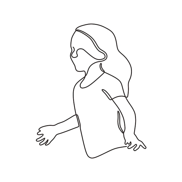 simple drawing continous line art of children