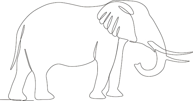 Simple elephant animal continuous line drawing vector illustration