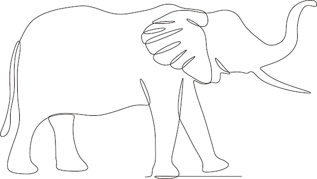 Simple elephant animal continuous line drawing vector illustration
