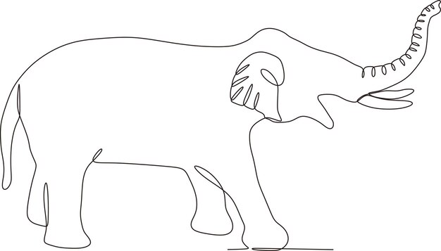 Simple elephant animal continuous line drawing vector illustration
