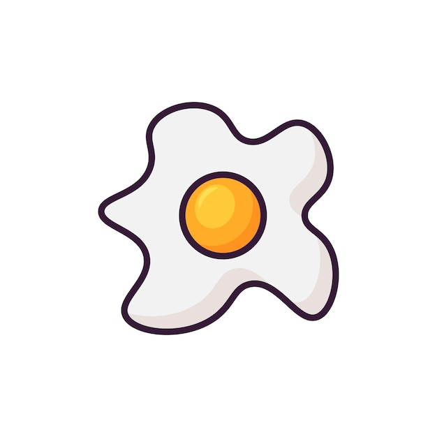 simple fried egg illustration with outlined style design clean egg icon template vector