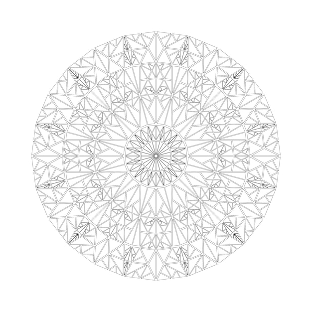 simple geometrical round triangle mandala pattern coloring page design