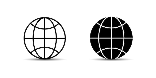 simple globe icons one wireframe and one filled perfect for global themes