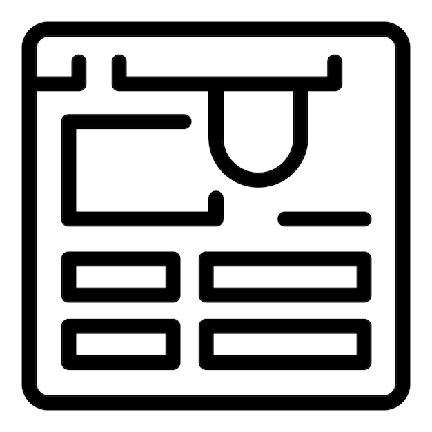 Simple icon of a web design project open on a computer