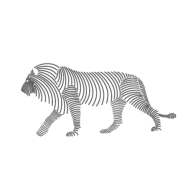 simple line art illustration of a lion 3
