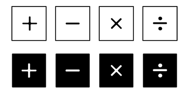simple mathematical symbol on black and white backboard. math vector icon set.