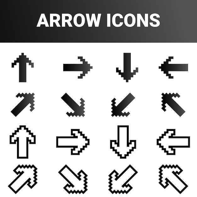 Simple minimalist directional arrow sign mark icons set design vector