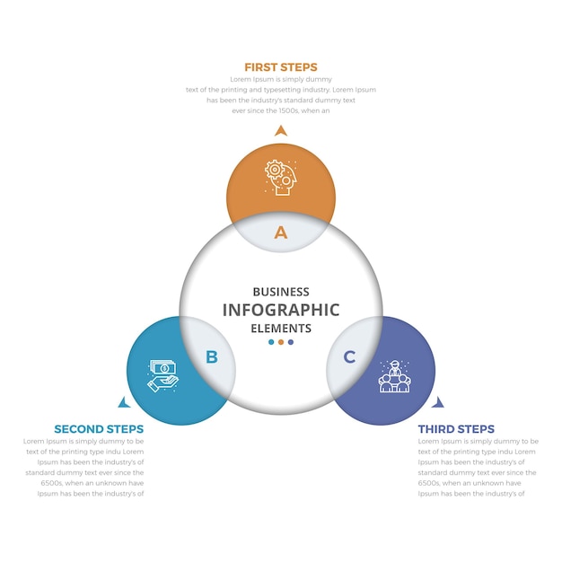 Simple Modern Business Circle Infographics with 03 Steps