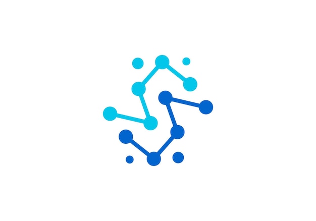simple molecule logo vector connection technology icon design