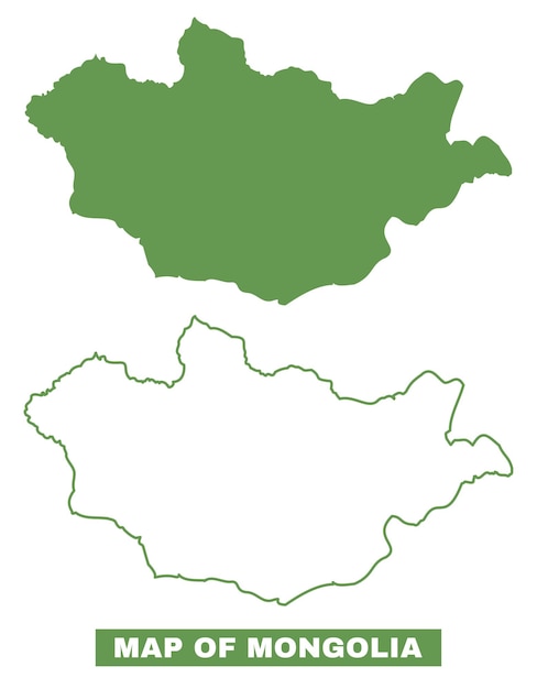 simple mongolia outline flat map style vector illustration set